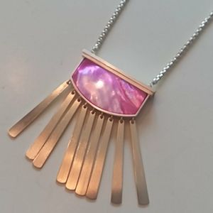 Kendra Scott Ellen Pink Gold tassel necklace new
